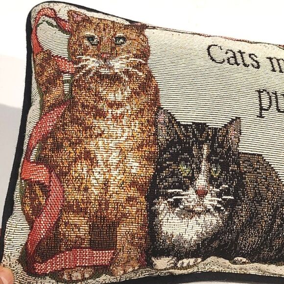 Cats Make Purrfect Friends Feline Follies Tapestry Pillow Vintage - Picture 4 of 11